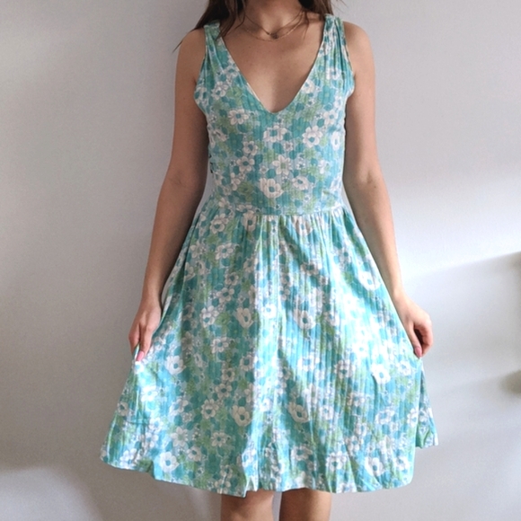 1940’s Floral Sea Foam Green A-Line Dress - Picture 1 of 7